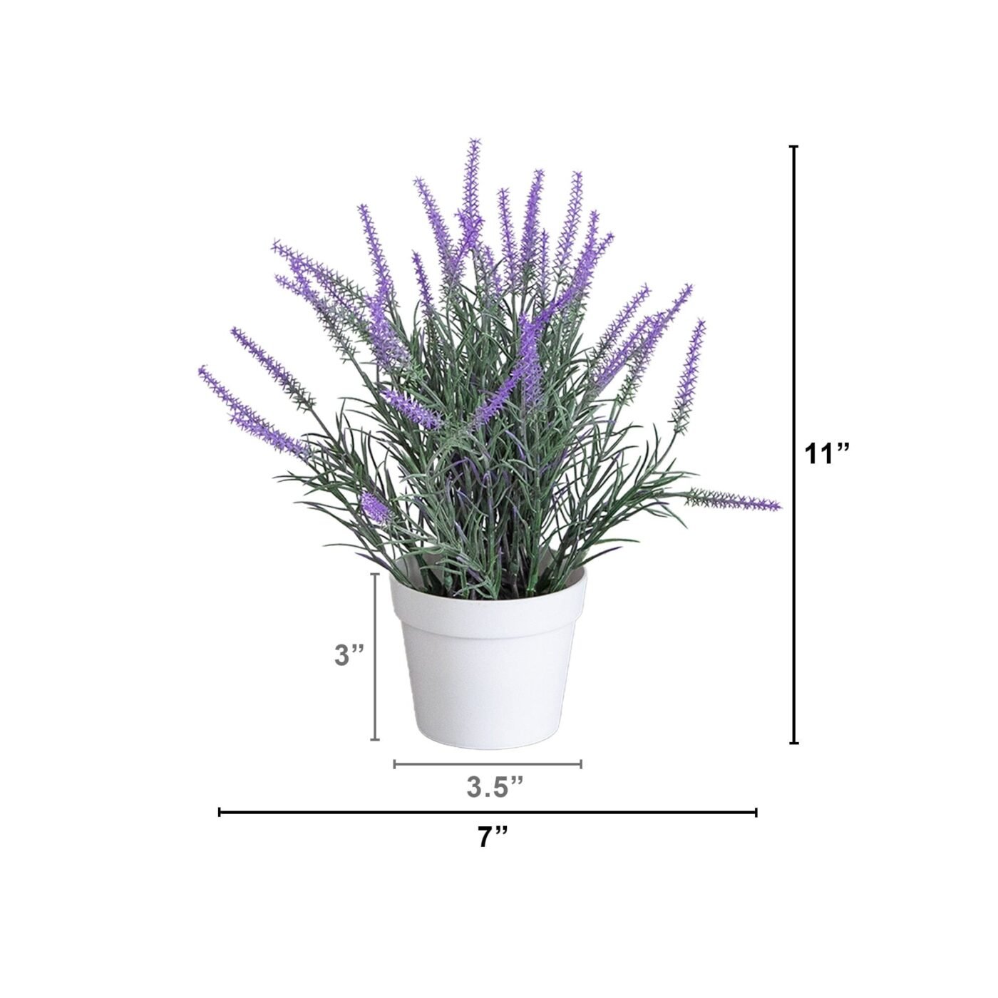 11" Artificial Lavender Plant in White Pot - Set of 3