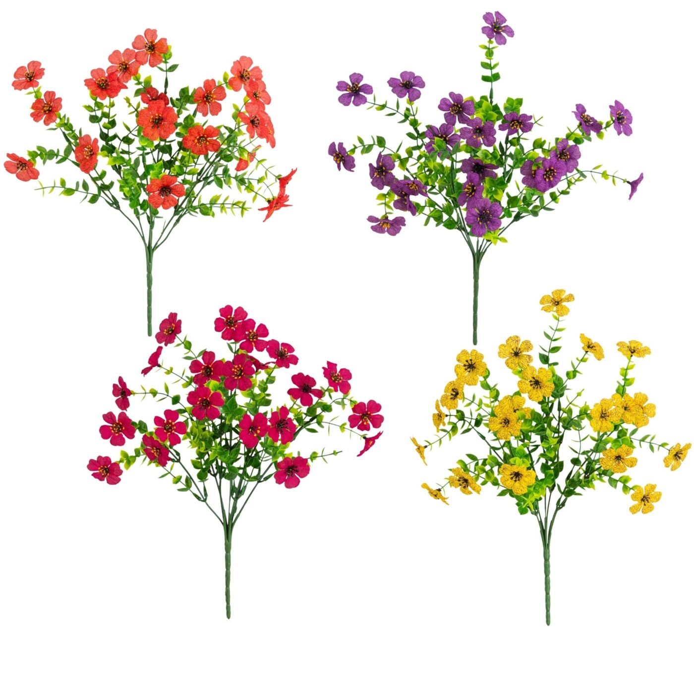 13" UV Daisy Flower Bush Plant (Indoor/Outdoor)- Set of 12