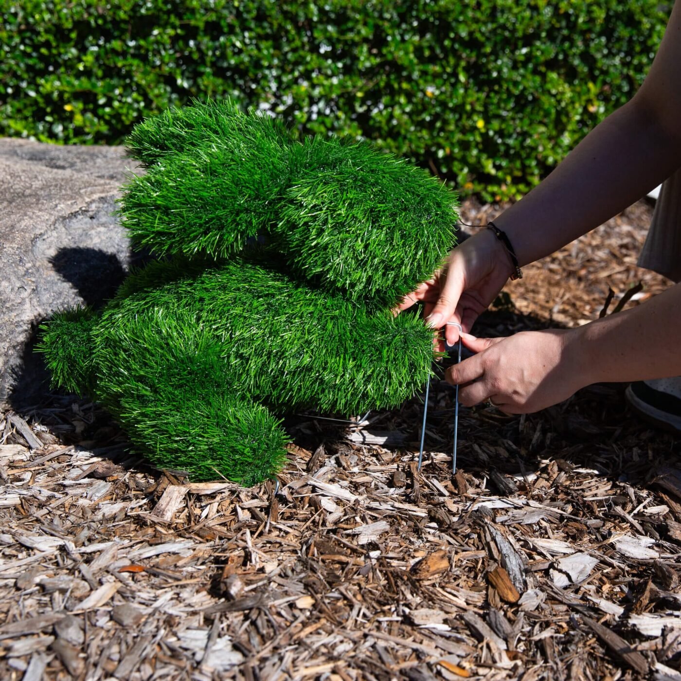 13" UV Resistant Artificial Grass Garden Plush Topiary Bunny Rabbit (Indoor/Outdoor)