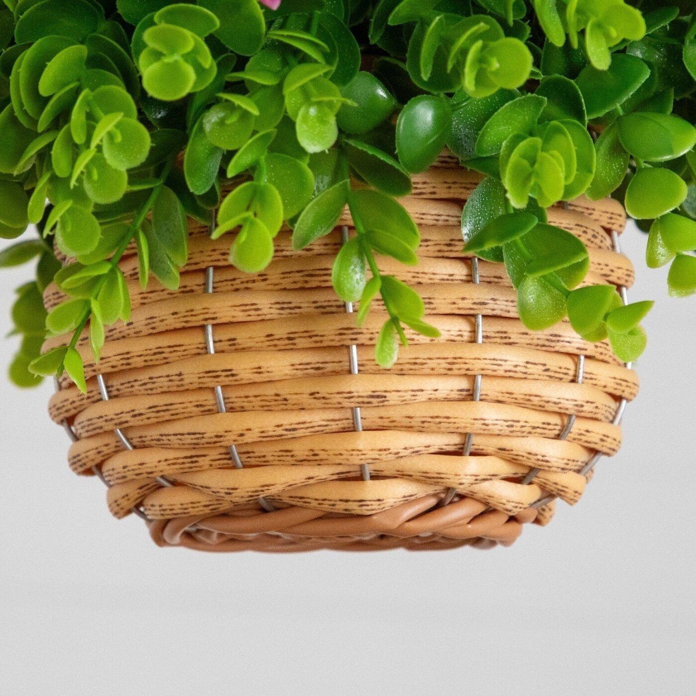 13" UV Resistant Artificial Lily and Eucalyptus Woven Hanging Basket (Indoor/Outdoor)