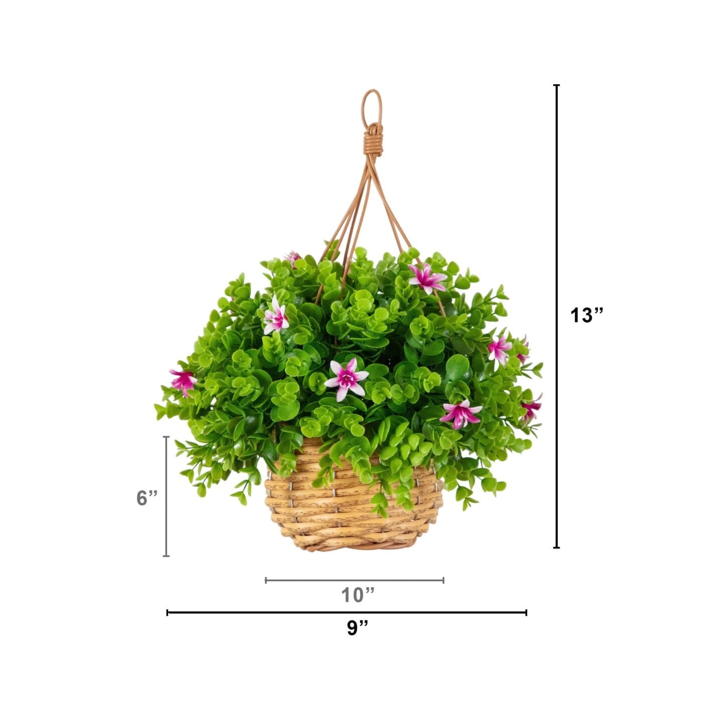 13" UV Resistant Artificial Lily and Eucalyptus Woven Hanging Basket (Indoor/Outdoor)