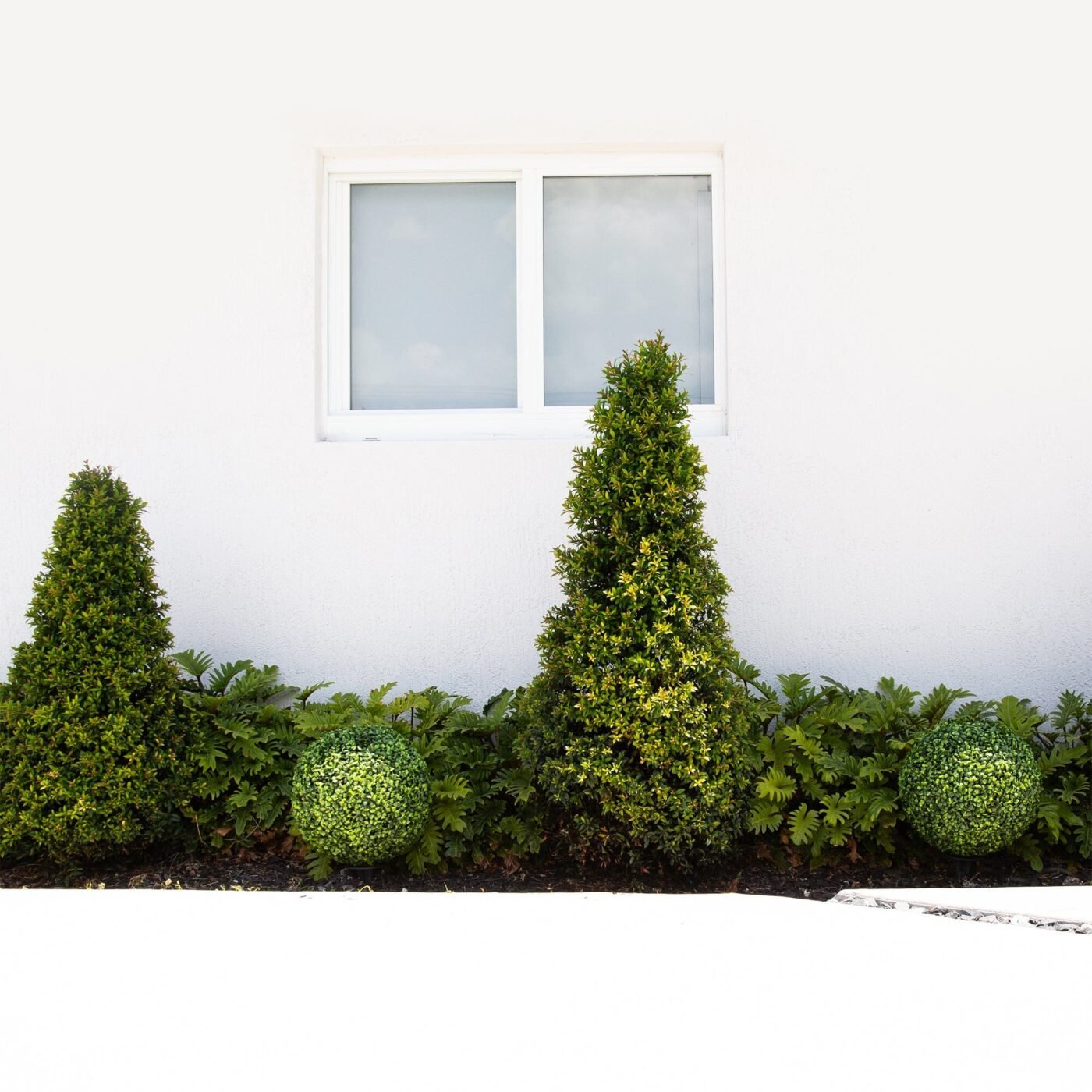 14" Artificial Boxwood Ball Topiary with Integrated Ground Stake UV Resistant - Set of 2