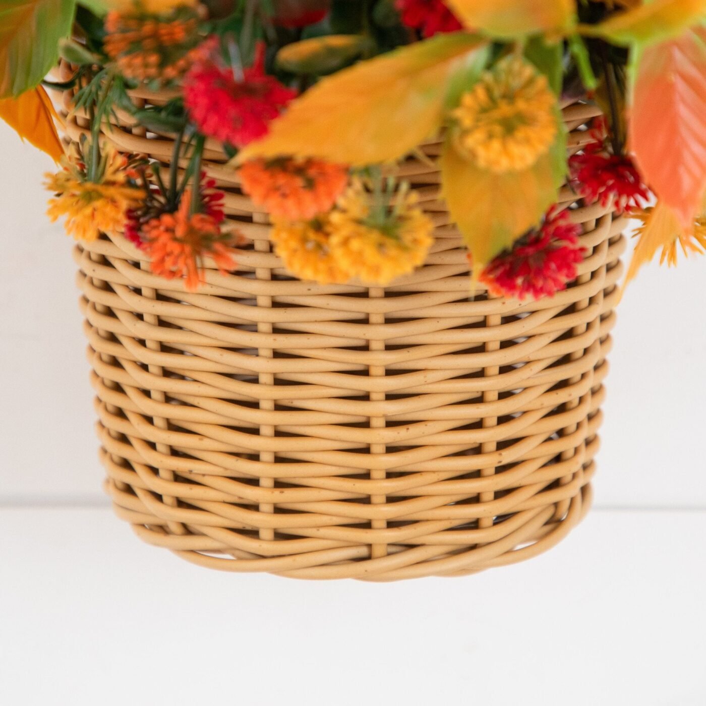 14" UV Resistant Autumn Artificial Mixed Fall Mum in Wicker Basket (Indoor/Outdoor)