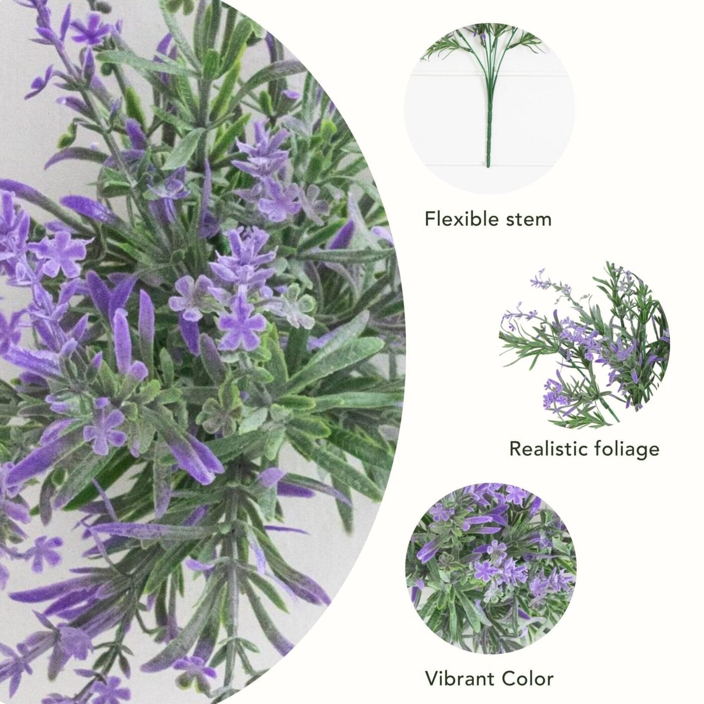 14" UV Resistant Artificial Lavender Bush (Indoor/Outdoor) - Set of 6