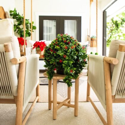 16" UV Resistant Artificial Holly Berry Christmas Plant (Indoor/Outdoor)