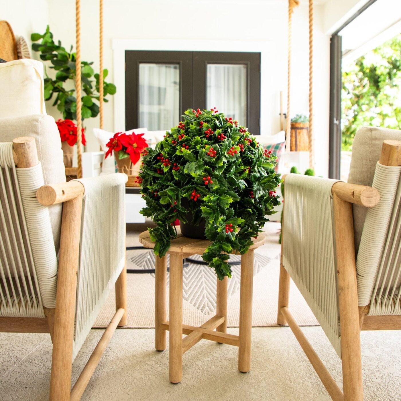 16" UV Resistant Artificial Holly Berry Christmas Plant (Indoor/Outdoor)