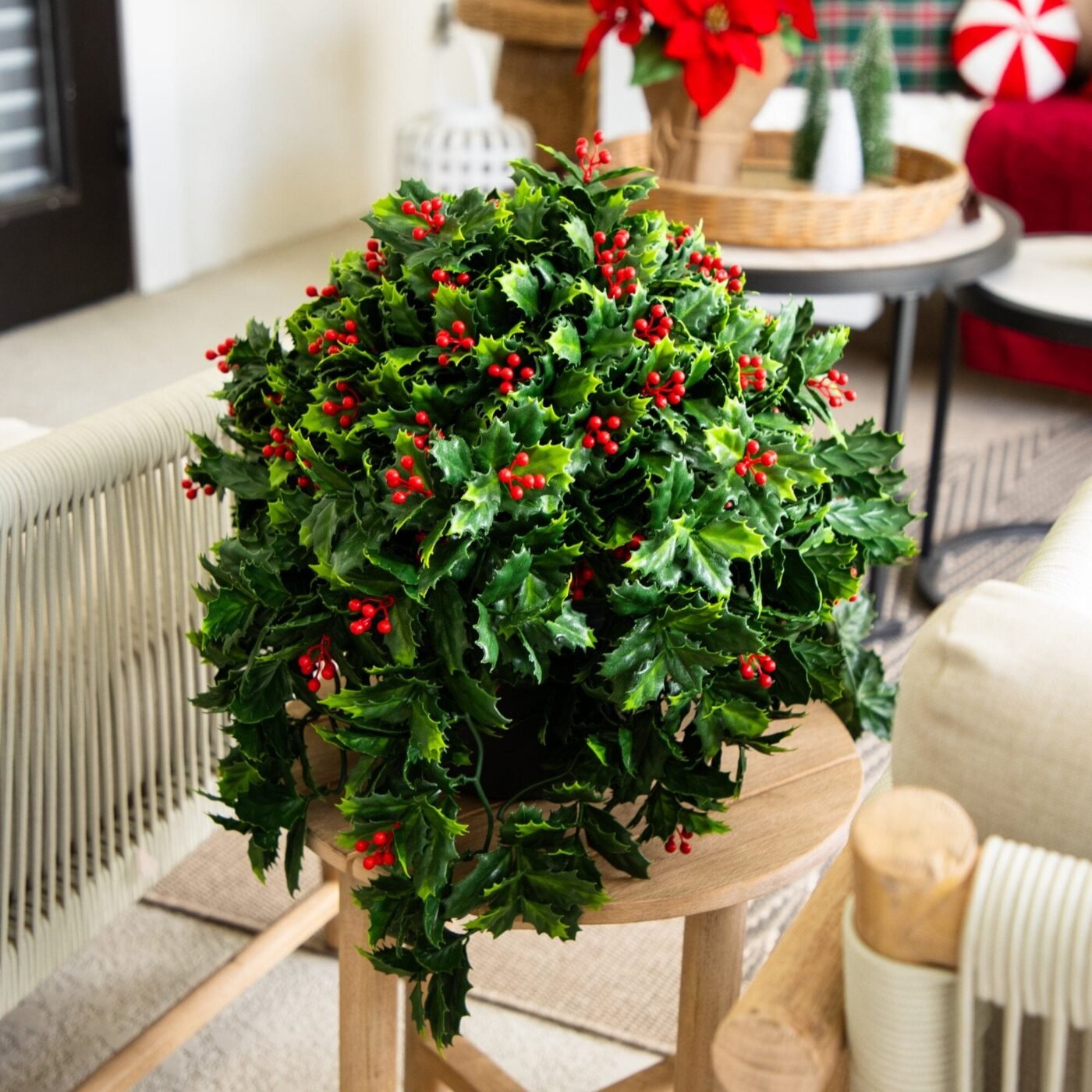 16" UV Resistant Artificial Holly Berry Christmas Plant (Indoor/Outdoor)