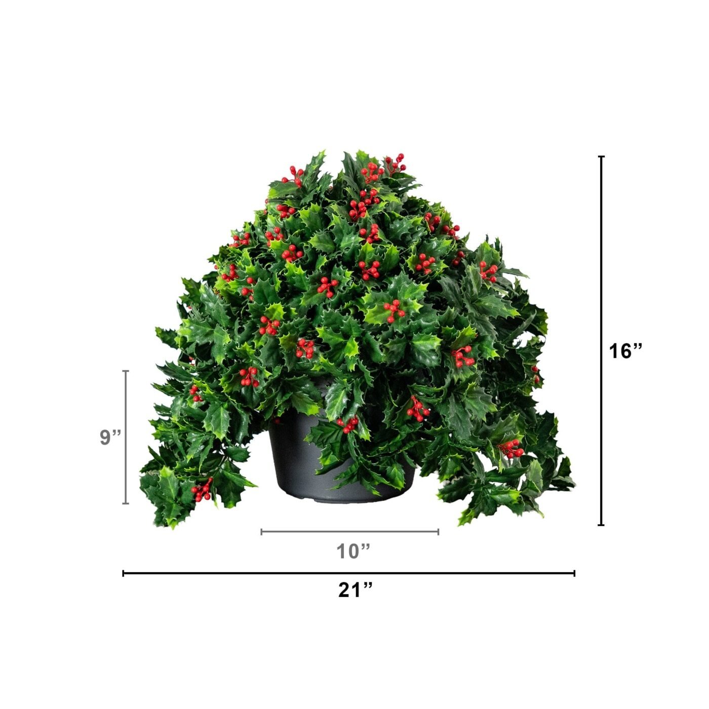 16" UV Resistant Artificial Holly Berry Christmas Plant (Indoor/Outdoor)