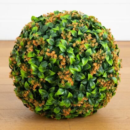 14" UV Resistant Artificial Flowering Boxwood Ball (Indoor/Outdoor)