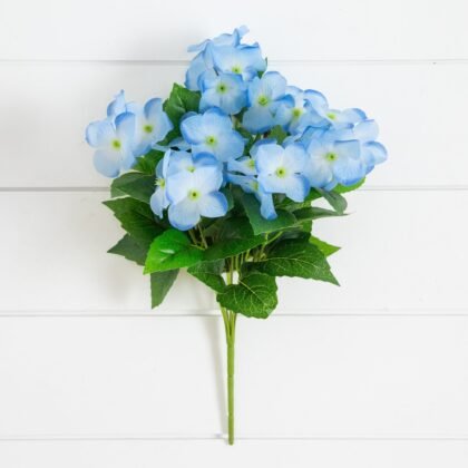 14" UV Resistant Artificial Hydrangea Bush (Indoor/Outdoor) - Set of 6
