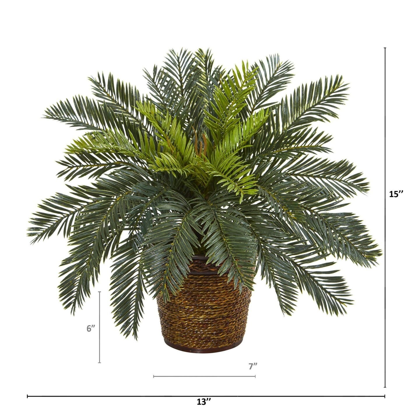 15" Cycas Artificial Plant in Basket
