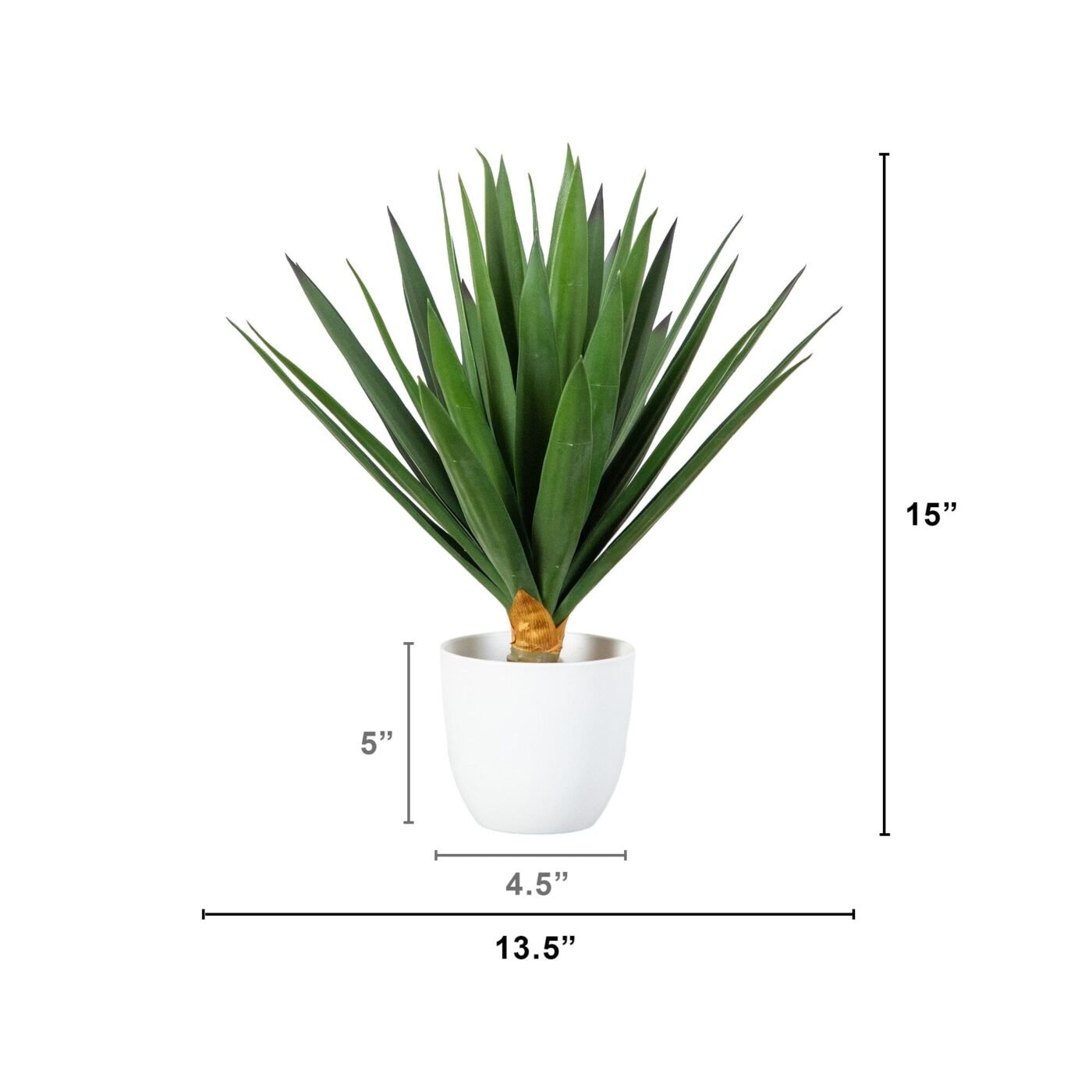 15" UV Resistant Artificial Agave Plant in White Planter (Indoor/Outdoor)