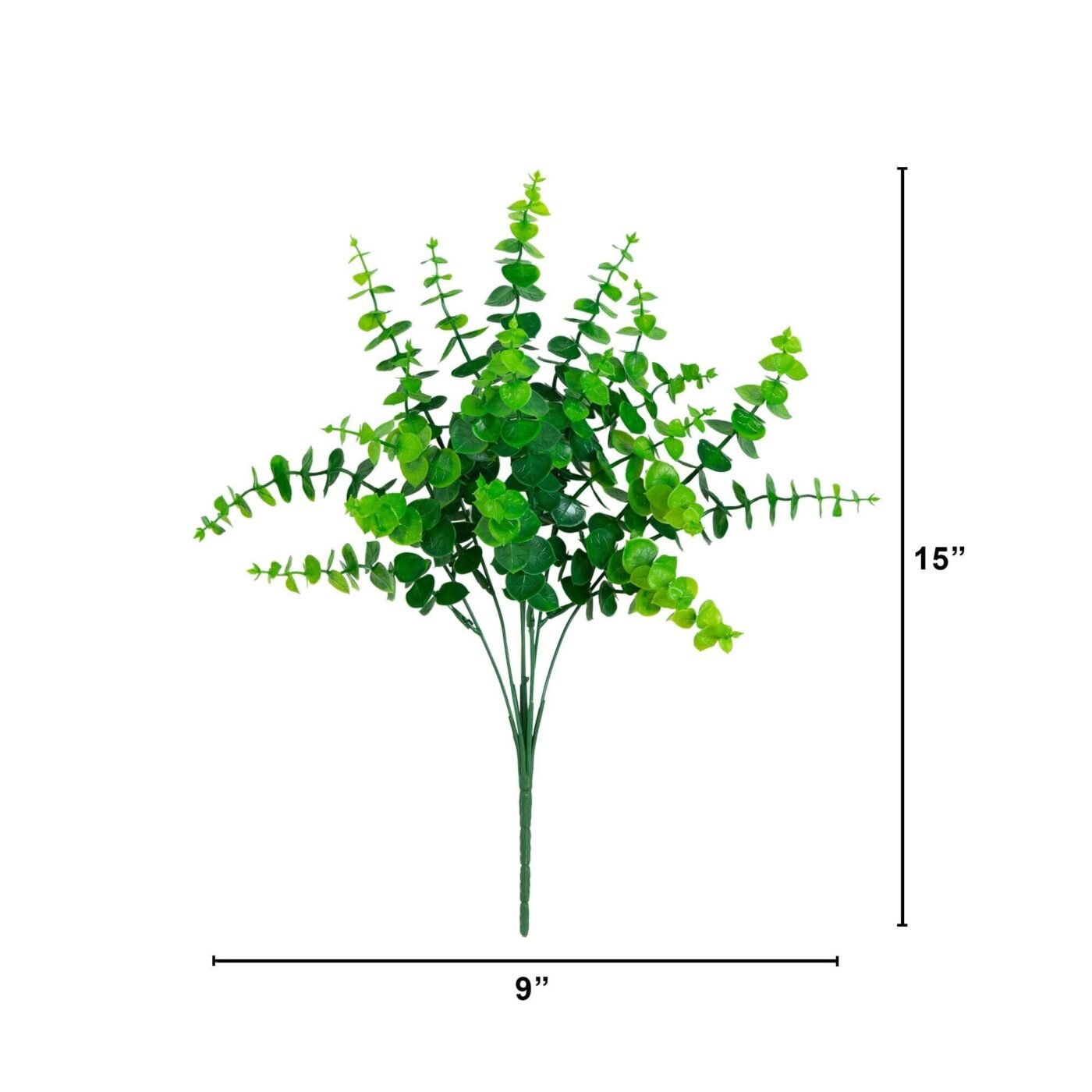 15" UV Resistant Artificial Eucalyptus Bush (Indoor/Outdoor) - Set of 4