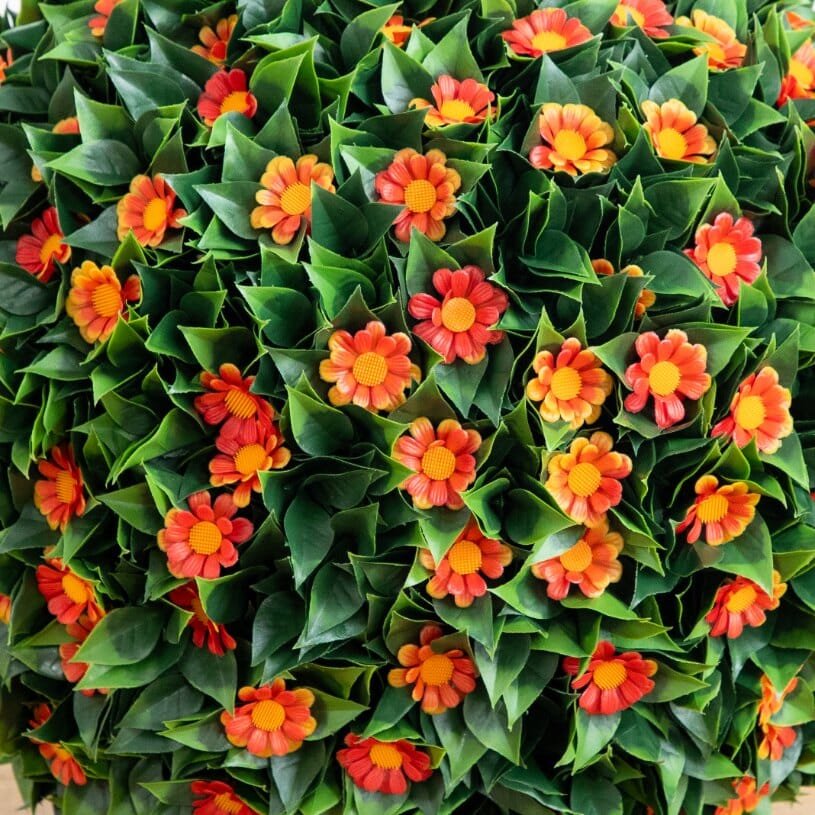 15" UV Resistant Artificial Flowering Daisy Boxwood Ball (Indoor/Outdoor)