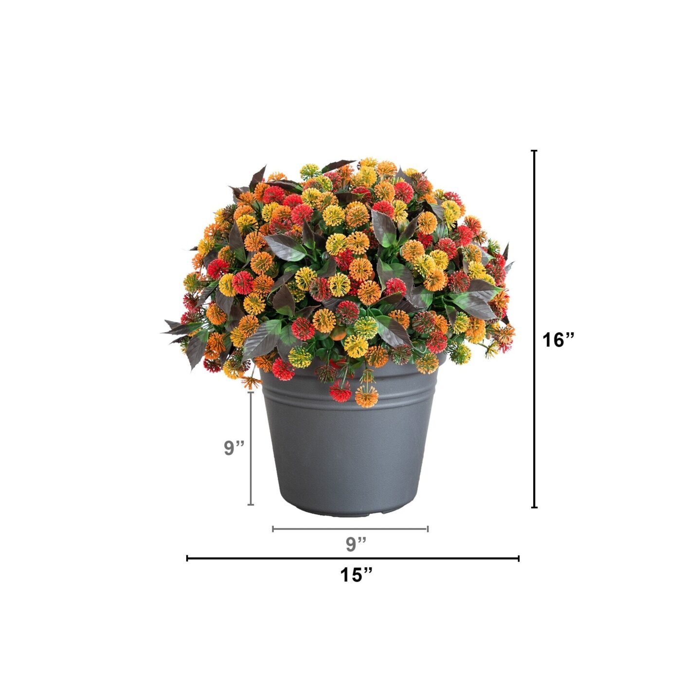 16" UV Resistant Autumn Artificial Mixed Fall Mum Plant in Pot (Indoor/Outdoor)