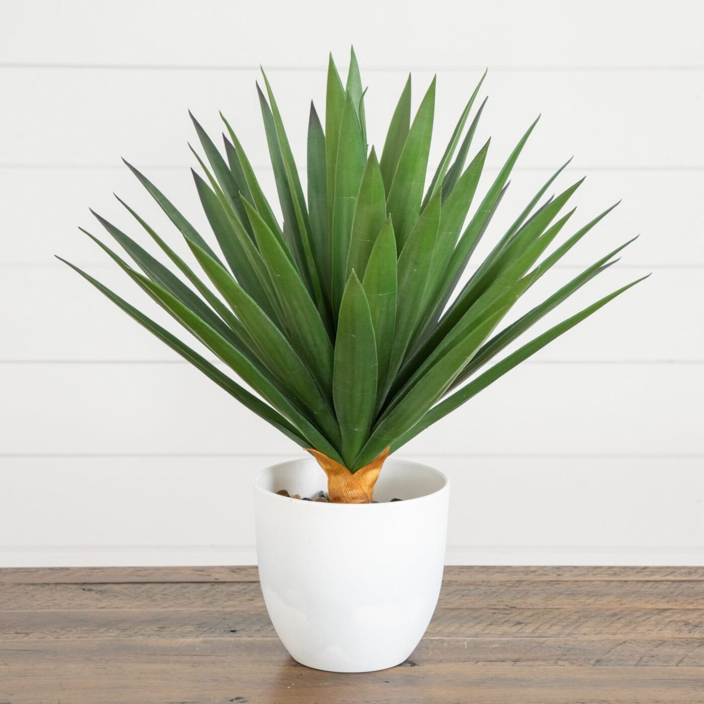 17" UV Resistant Artificial Agave Plant in White Planter (Indoor/Outdoor)