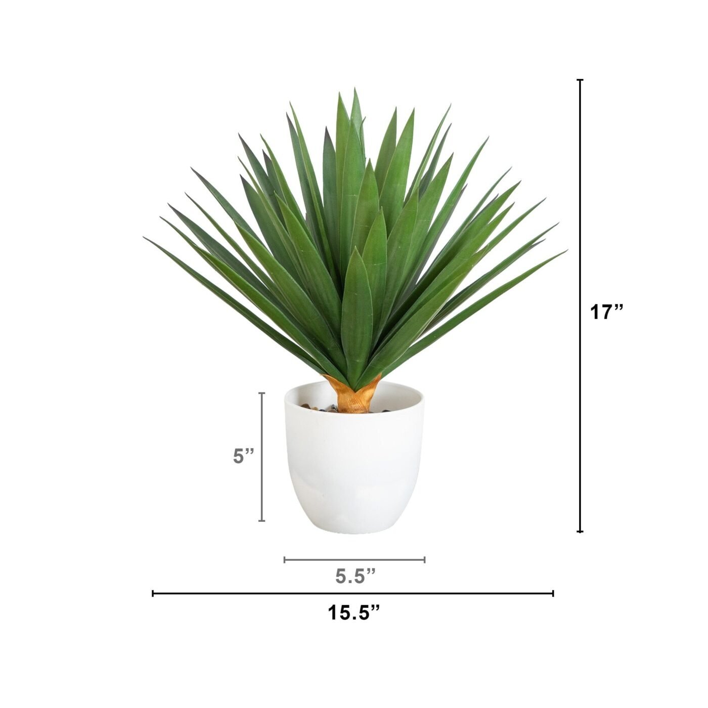 17" UV Resistant Artificial Agave Plant in White Planter (Indoor/Outdoor)