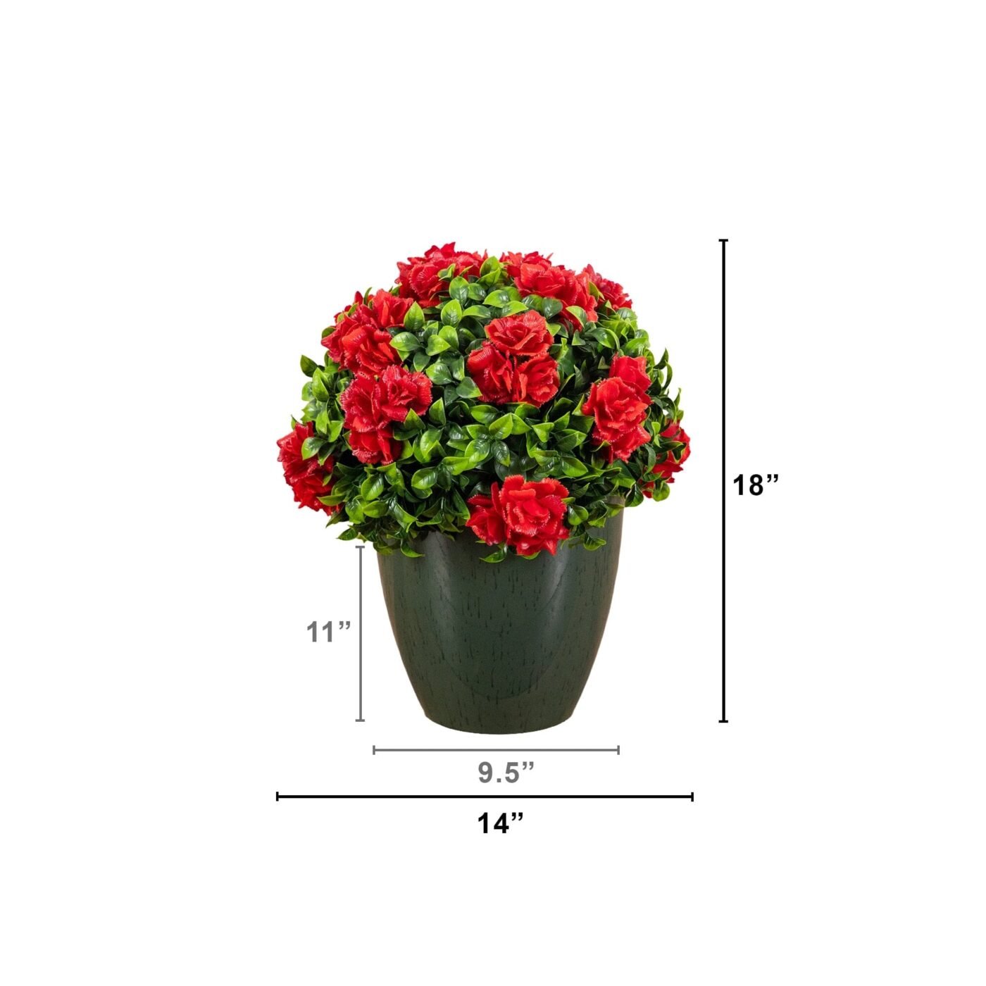 18" UV Resistant Artificial Camellia in Black Decorative Planter (Indoor/Outdoor)