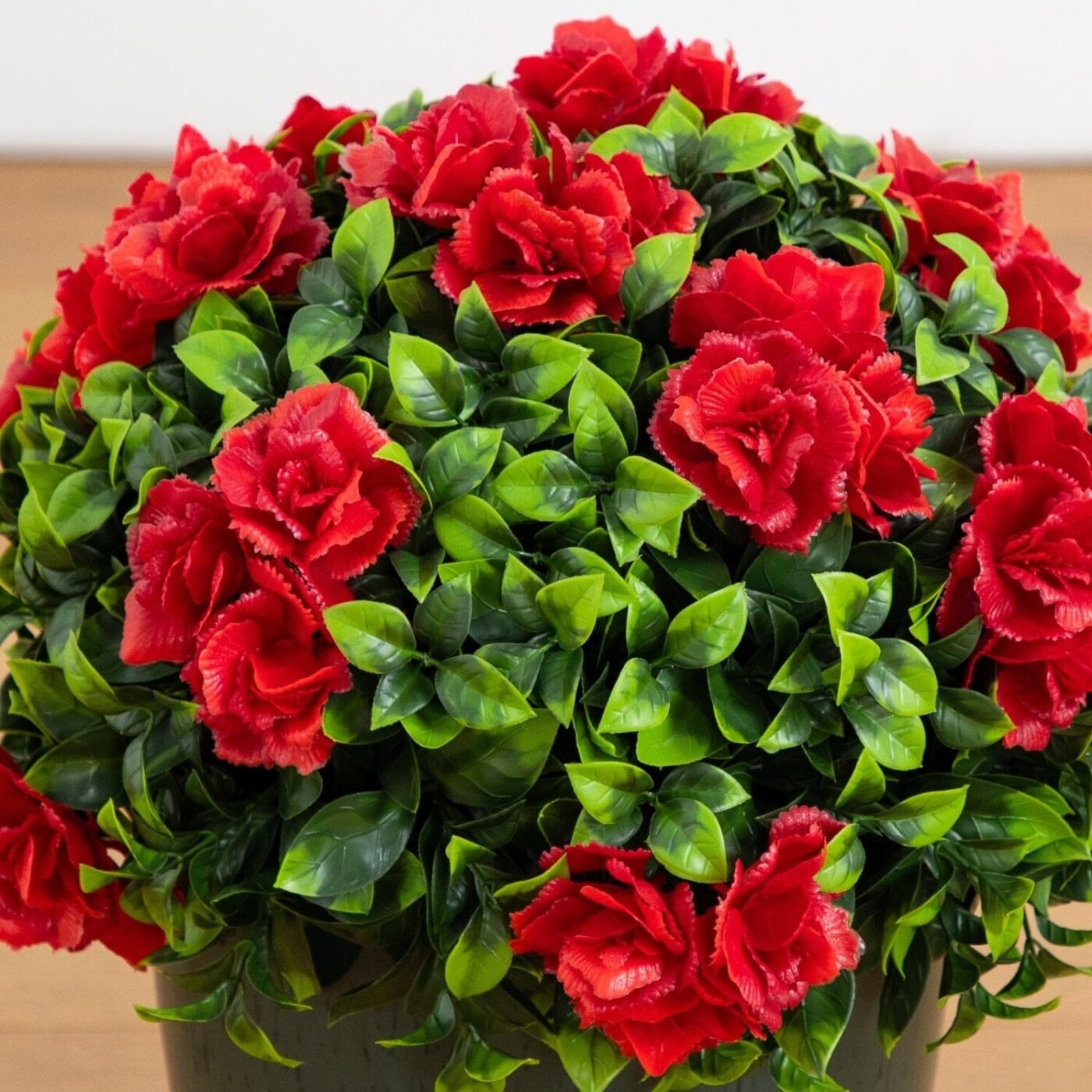 18" UV Resistant Artificial Camellia in Black Decorative Planter (Indoor/Outdoor)