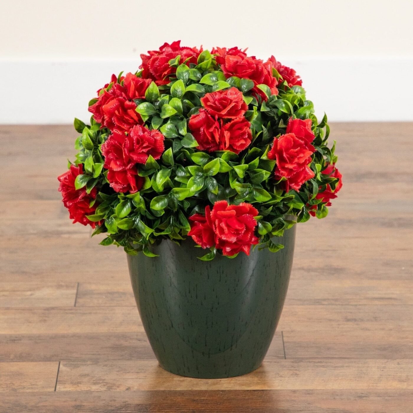 18" UV Resistant Artificial Camellia in Black Decorative Planter (Indoor/Outdoor)