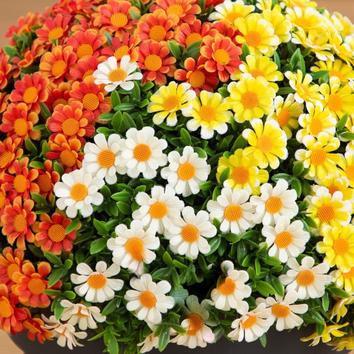 18" UV Resistant Autumn Artificial Fall Mixed Daisy Plant in Pot (Indoor/Outdoor)