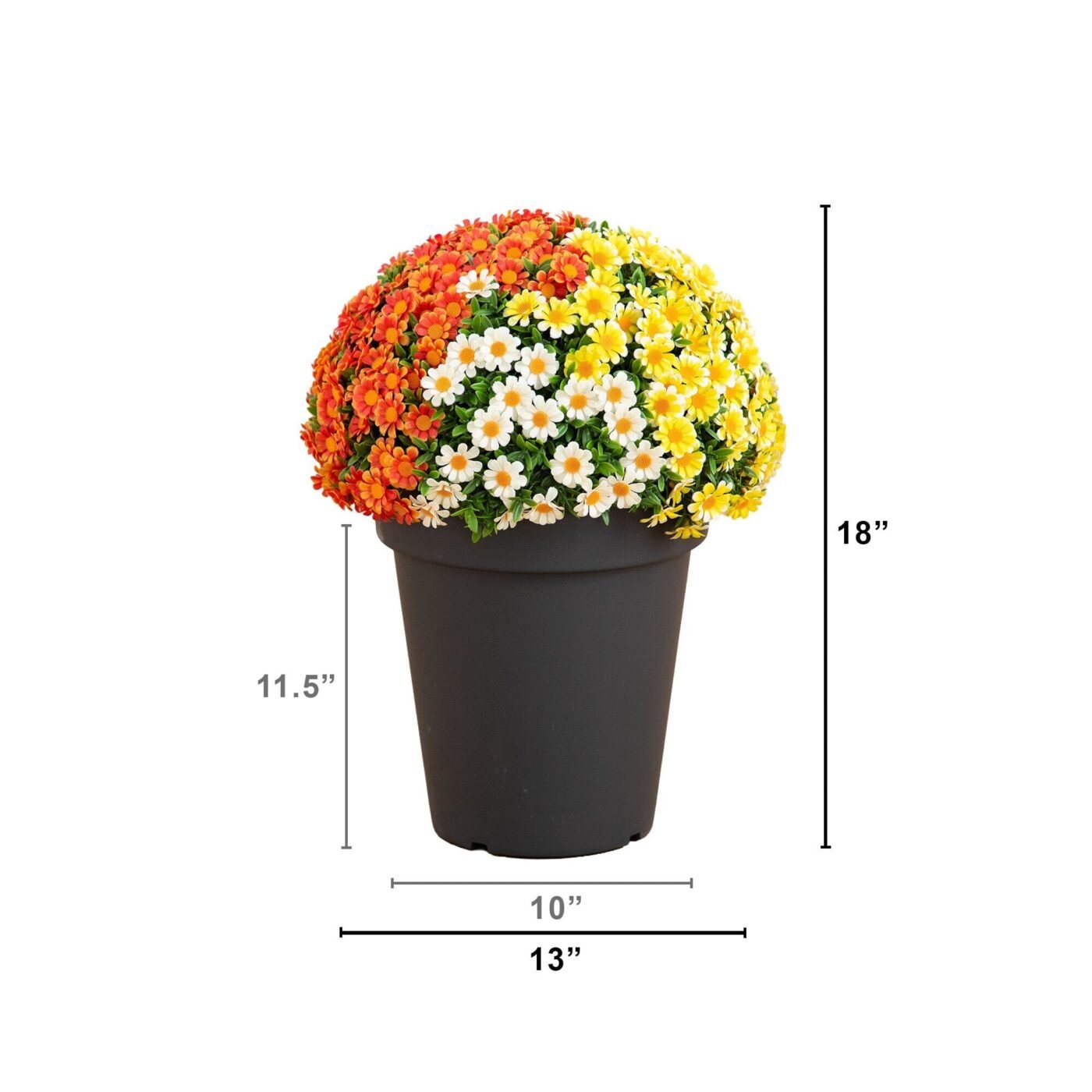 18" UV Resistant Autumn Artificial Fall Mixed Daisy Plant in Pot (Indoor/Outdoor)