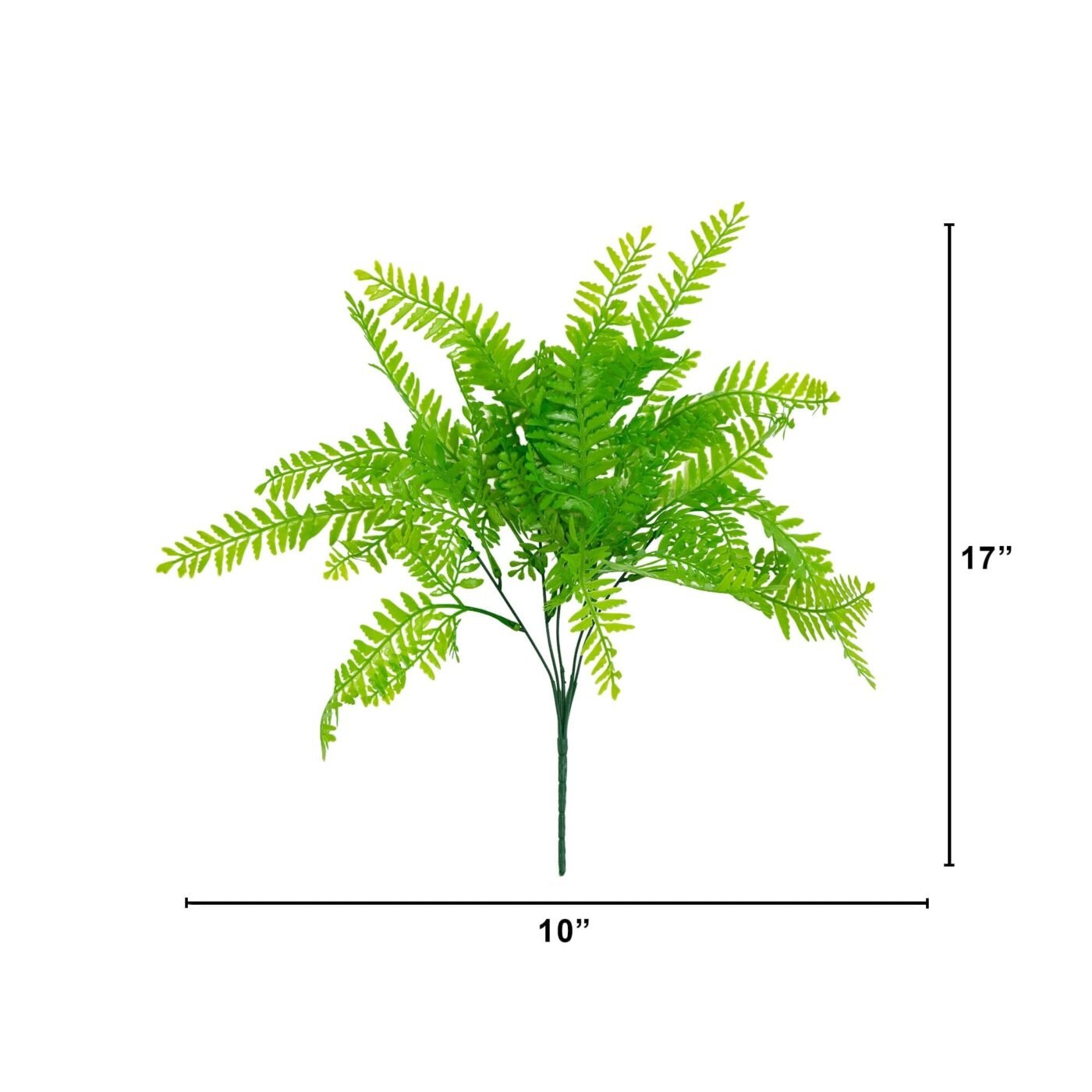 17" UV Resistant Artificial Vibrant Fern Bush (Indoor/Outdoor) - Set of 6