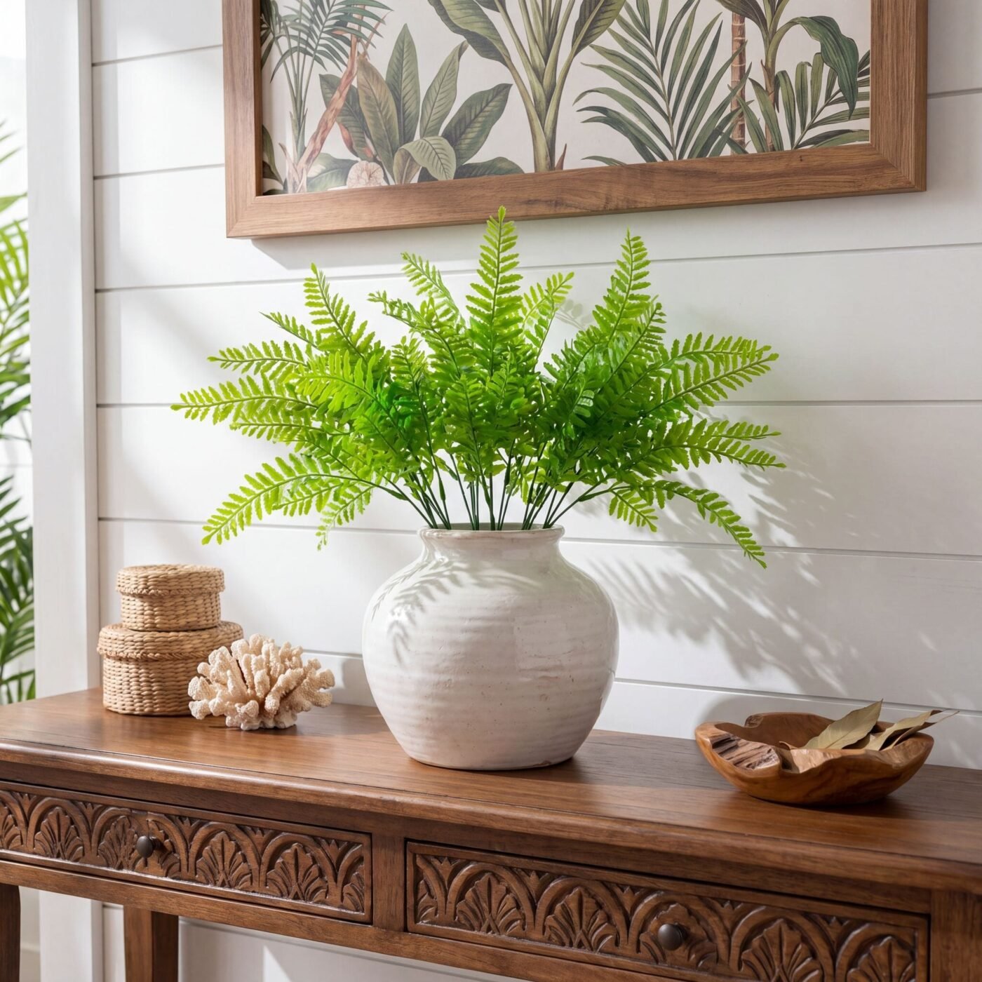 17" UV Resistant Artificial Vibrant Fern Bush (Indoor/Outdoor) - Set of 6
