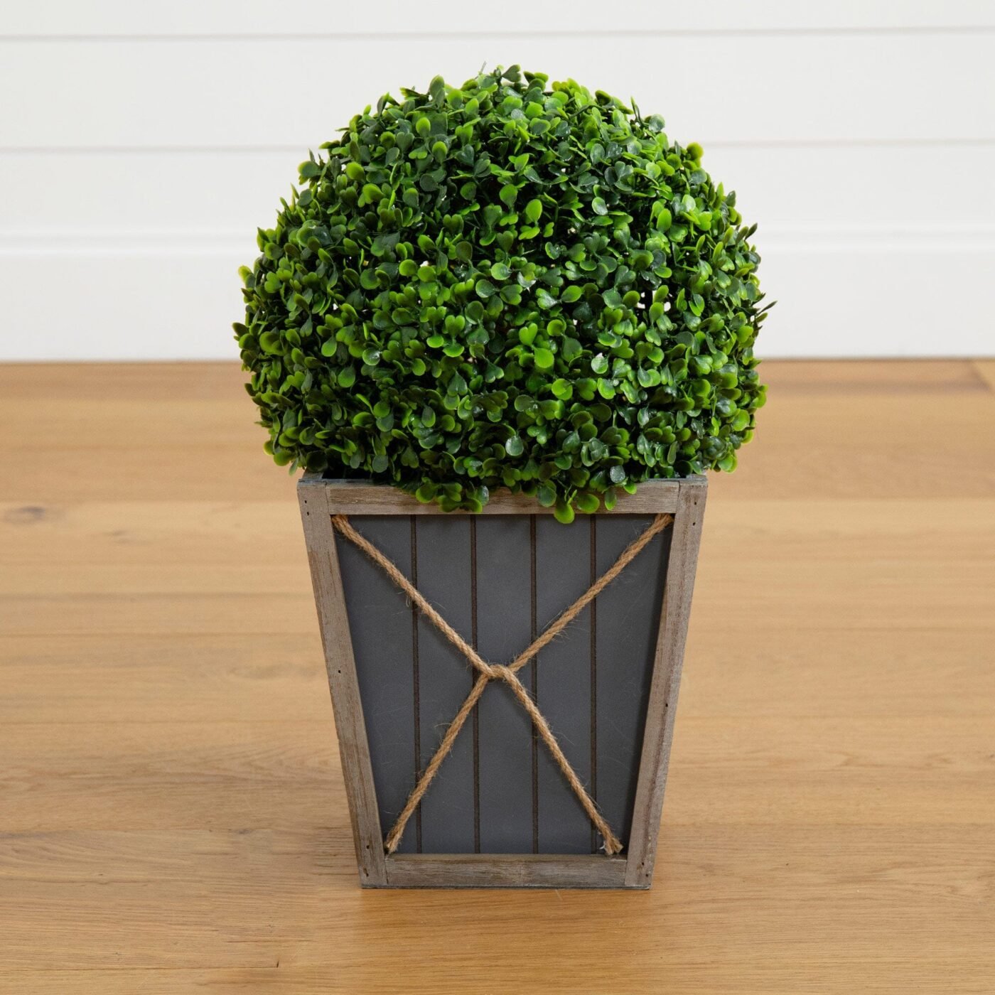 18" UV Resistant Artificial Boxwood Ball Topiary with LED Lights in Decorative Planter (Indoor/Outdoor)
