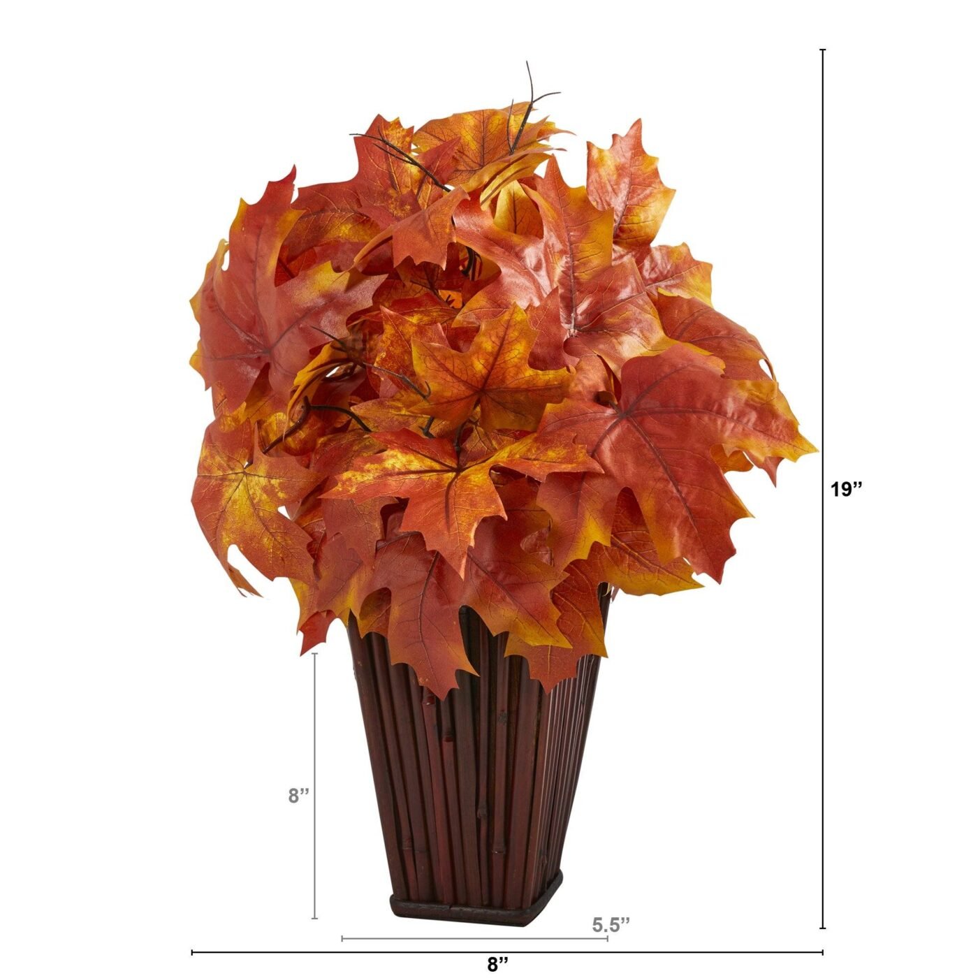 19" Autumn Maple Leaf Artificial Plant in Decorative Planter