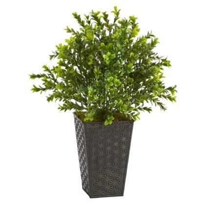 19" Sweet Grass Artificial Plant in Embossed Black Planter (Indoor/Outdoor)