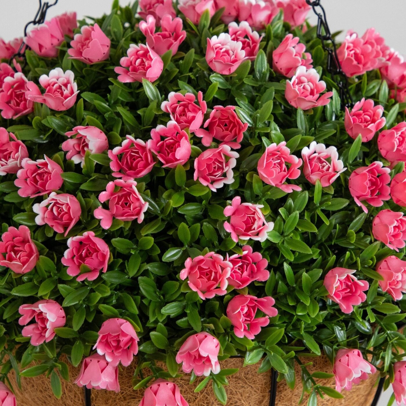 19" UV Resistant Artificial Mini Rose and Aptenia Hanging Basket (Indoor/Outdoor)