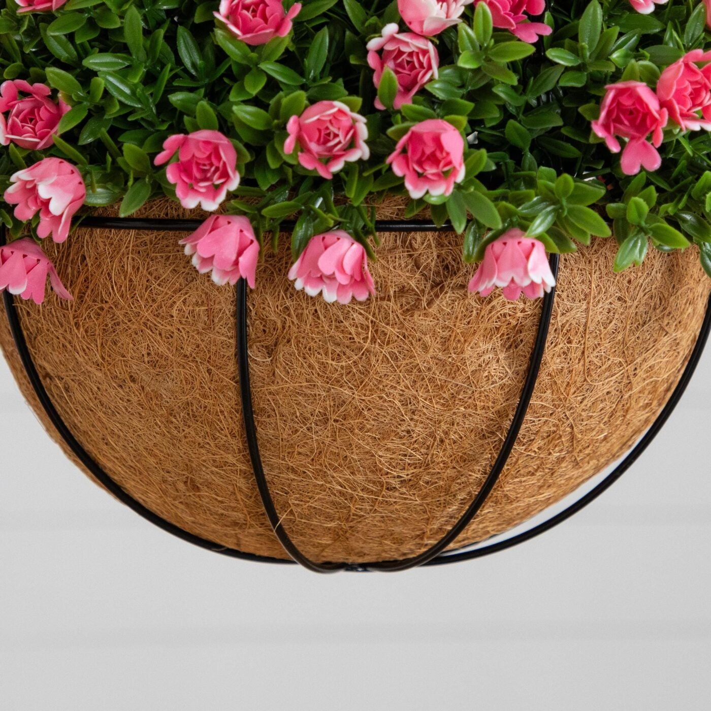 19" UV Resistant Artificial Mini Rose and Aptenia Hanging Basket (Indoor/Outdoor)