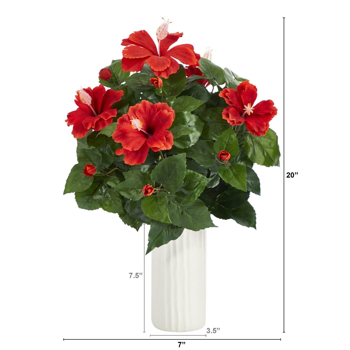 20" Hibiscus Artificial Plant Artificial Plant in White Planter