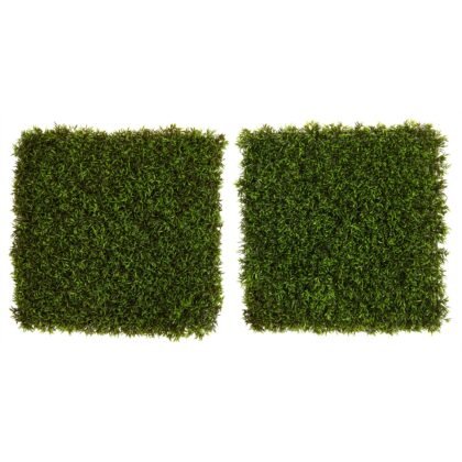 20" Mini Pordocarpus Artificial Wall Mat (Indoor/Outdoor) (Set of 2)