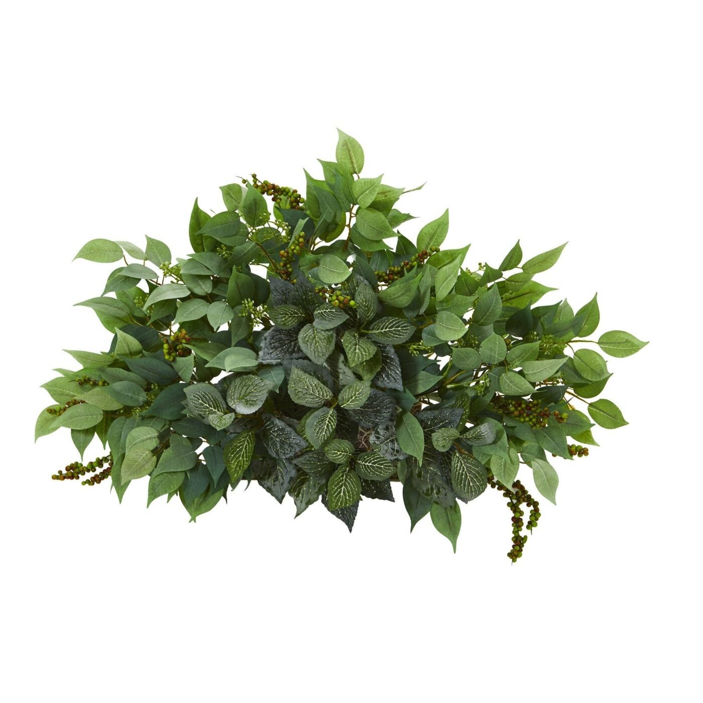 20" Mixed Ficus and Fittonia Artificial Ledge Plant
