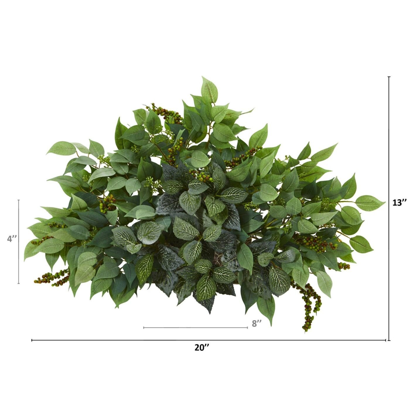 20" Mixed Ficus and Fittonia Artificial Ledge Plant