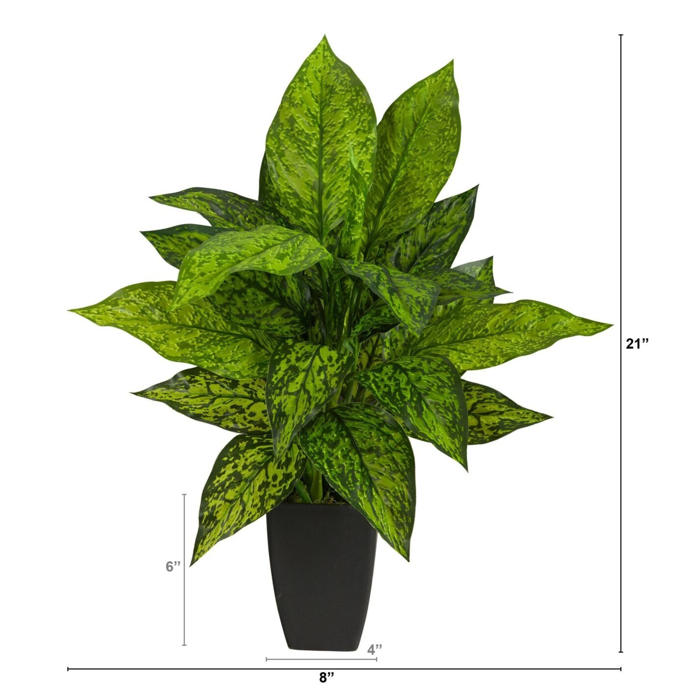 21" Dieffenbachia Artificial Plant in Black Planter