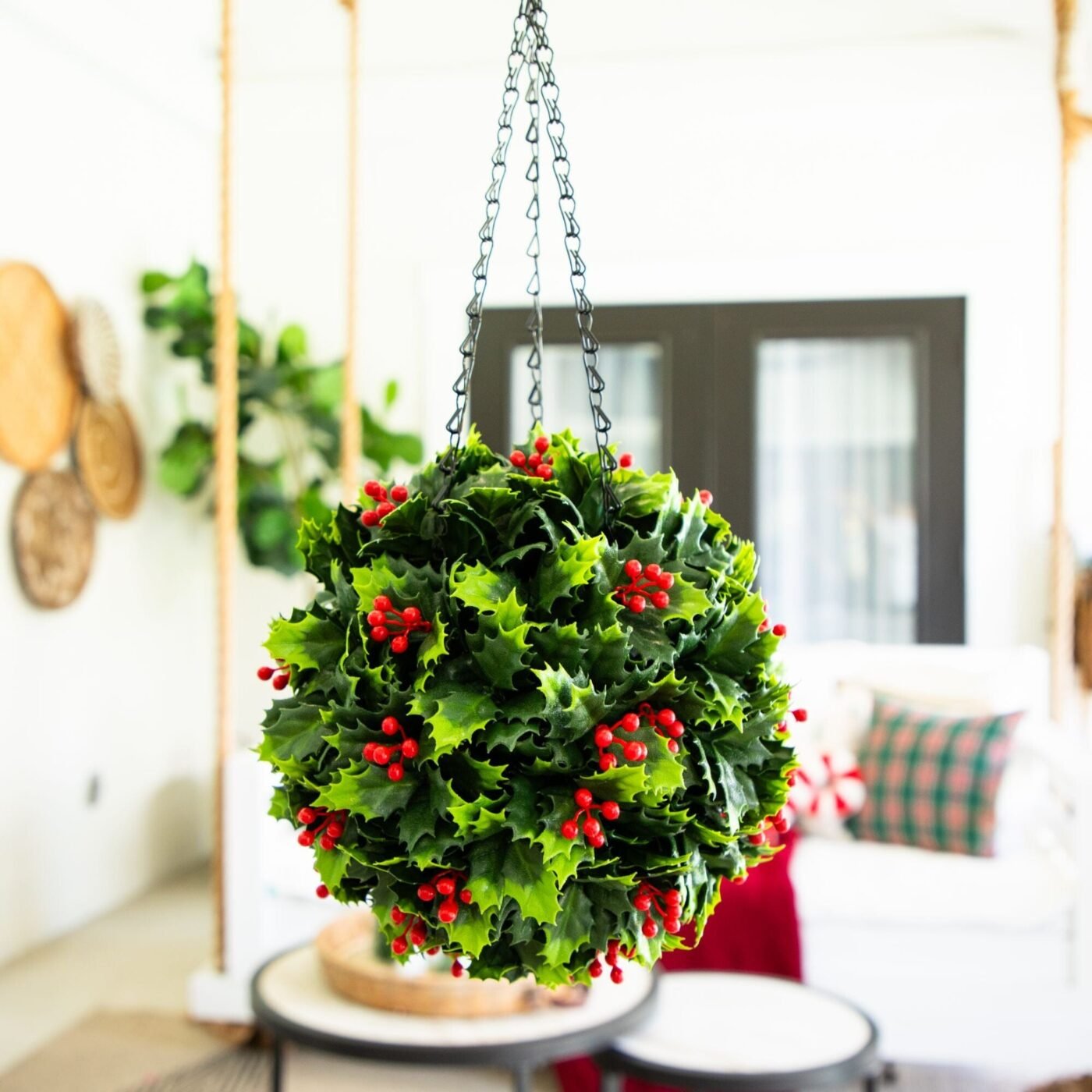 21" UV Resistant Artificial Holly Berry Christmas Hanging Ball (Indoor/Outdoor)