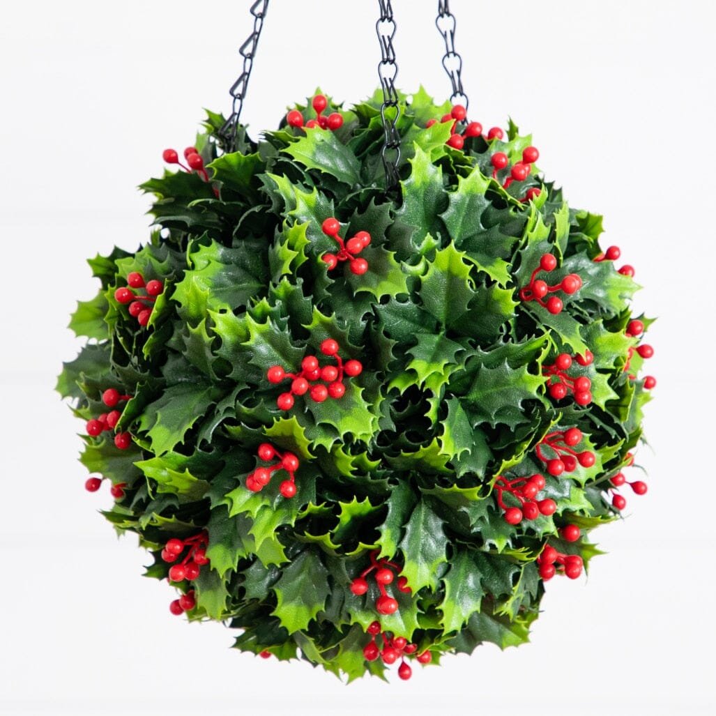 21" UV Resistant Artificial Holly Berry Christmas Hanging Ball (Indoor/Outdoor)