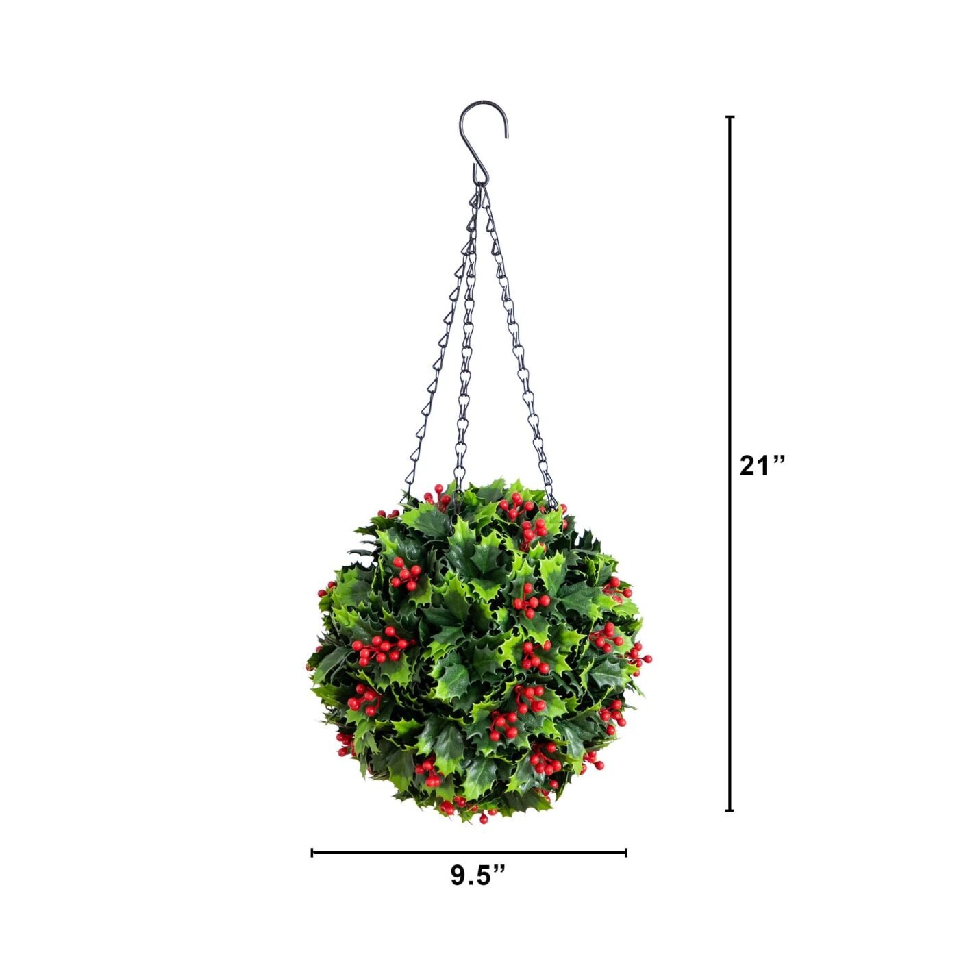 21" UV Resistant Artificial Holly Berry Christmas Hanging Ball (Indoor/Outdoor)