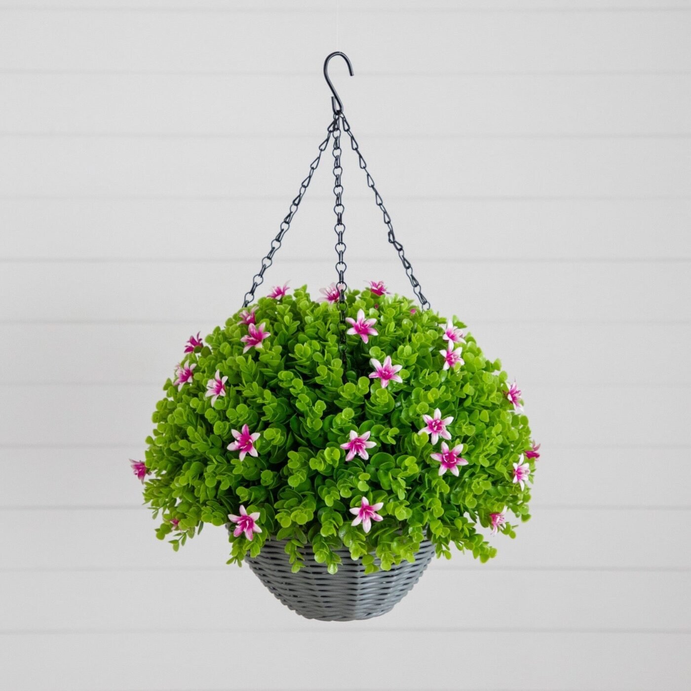 21" UV Resistant Artificial Lily and Eucalyptus Hanging Basket (Indoor/Outdoor)