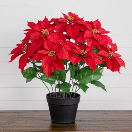 22" Artificial Poinsettia Plant