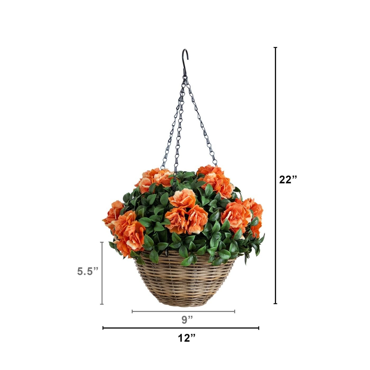 22" UV Resistant Artificial Camellia in Hanging Basket (Indoor/Outdoor)