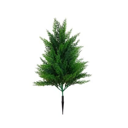 22" UV Resistant Artificial Cedar Bush with Integrated Ground Stake (Indoor/Outdoor) - Set of 2