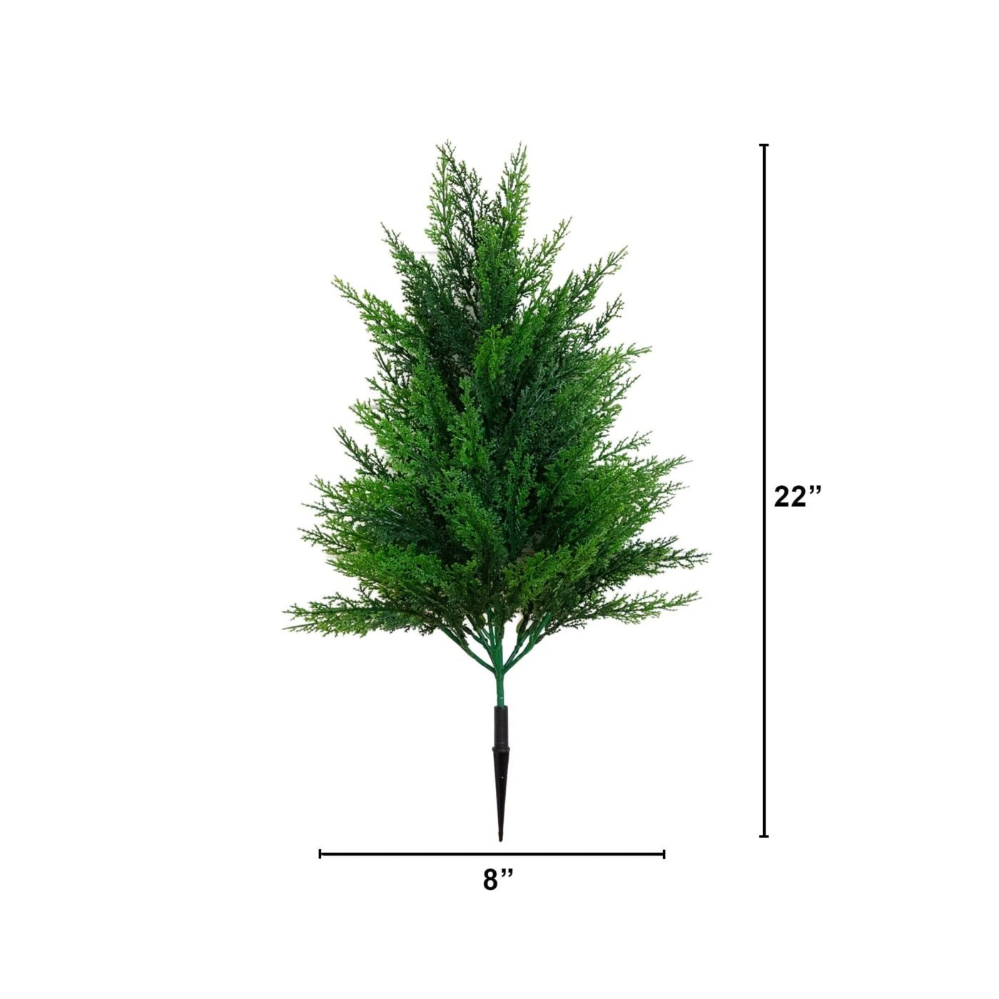 22" UV Resistant Artificial Cedar Bush with Integrated Ground Stake (Indoor/Outdoor) - Set of 2