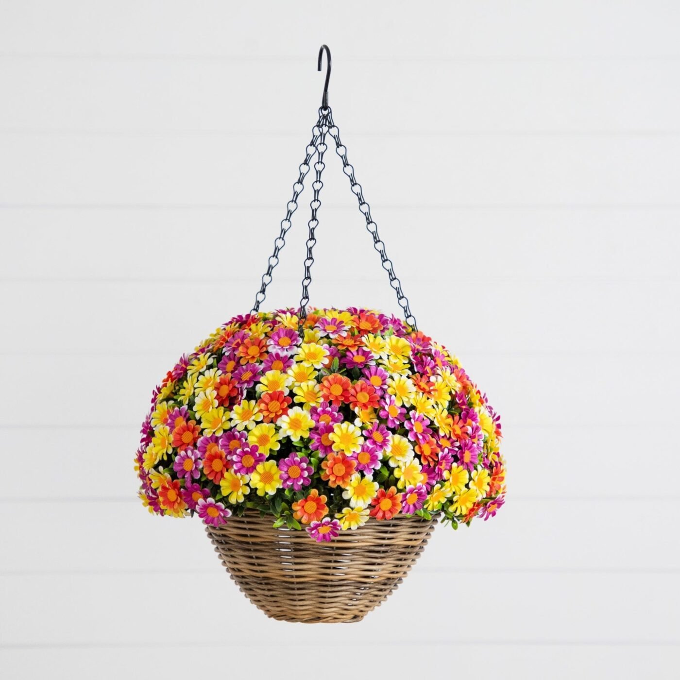 22" UV Resistant Artificial Mixed Daisy Hanging Basket (Indoor/Outdoor)