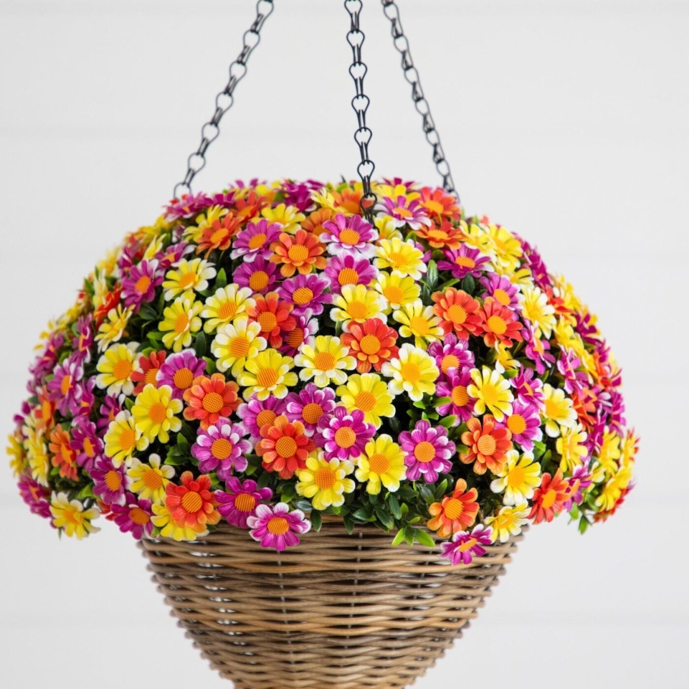 22" UV Resistant Artificial Mixed Daisy Hanging Basket (Indoor/Outdoor)