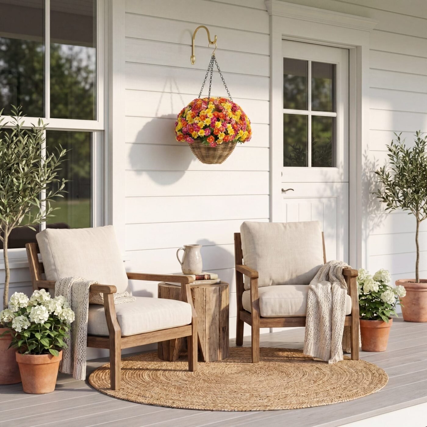 22" UV Resistant Artificial Mixed Daisy Hanging Basket (Indoor/Outdoor)