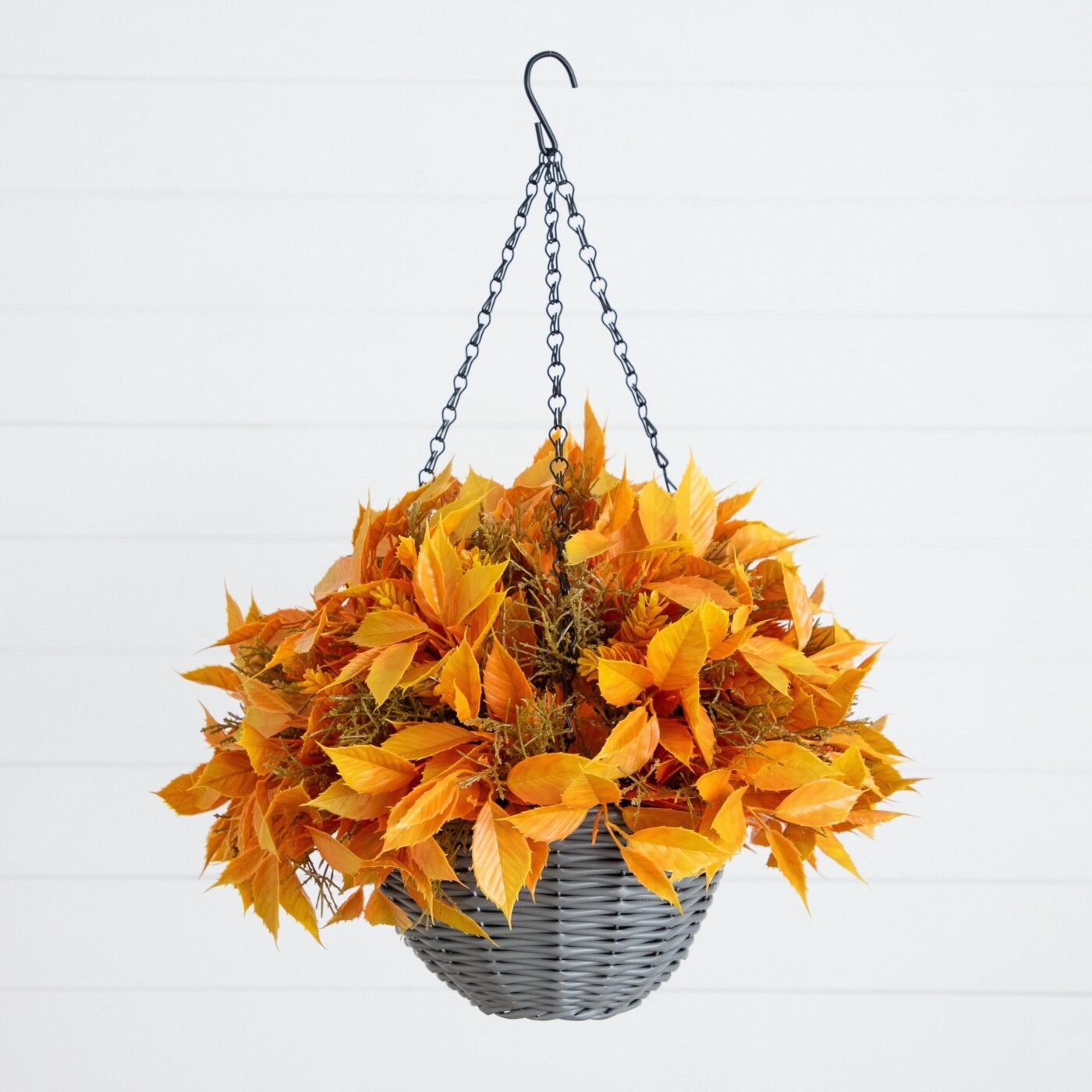 22" UV Resistant Autumn Artificial Fall Foliage Hanging Basket (Indoor/Outdoor)